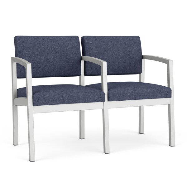 Lesro Lenox Steel 2 Seater with Center Arm, Denim (Blue) Seat, Denim Back, 43.5 W 24.5 L 32 H LS2103 - main